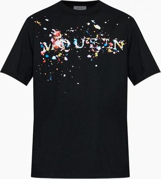 Alexander McQueen Alexander Mcqueen Mens Confetti Print T-Shirt Black - Size: 36