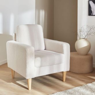 Sweeek Sill&oacute;n estilo escandinavo de borreguito, crema
