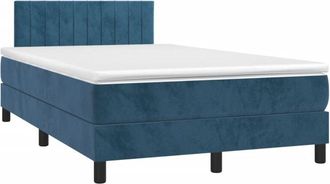 vidaXL Vidaxl - Cama Box Spring Colch&oacute;n Y Led Terciopelo Azul Oscuro 120x190 Cm