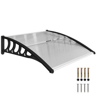 OEM Marquesina Para Puertas Y Ventanas 103x96,5 Cm Con Paneles De Policarbonato Regleta De Aluminio Transparente
