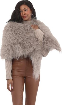 Gorski Select Mongolian Lamb Shawl in Silver Blue at Nordstrom