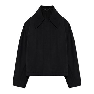 Victoria Beckham Light Jackets, female, Black, Size: 2XS Wool Jacket with Adjustable Drawstrings