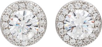 Suzy Levian Halo Cubic Zirconia Stud Earrings in White at Nordstrom Rack