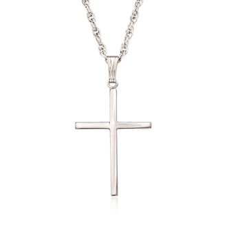 Ross-Simons Mens Sterling Silver Classic Cross Pendant Necklace