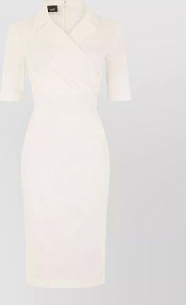 Pinko linen v-neck 3/4-sleeve fitted midi dress