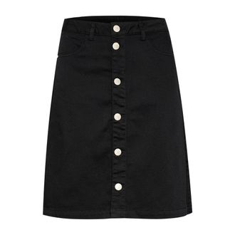 Cream Falda negra acampanada con botones frontales - Skirts - Mujer - Negro - 2XL