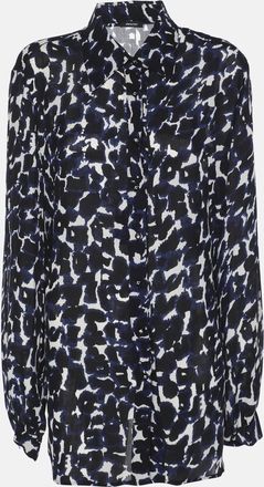Elena Miro Blue Chiffon Georgette Print Long Sleeve Shirt