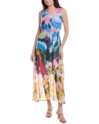 Anne Klein Printed Pebble Chiffon Maxi Dress