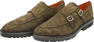 Andrea Ventura Norvegese Parigino Adler Monk Strap Suede Shoes