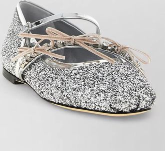 Jimmy Choo London loli ballet flats glitter bow detail