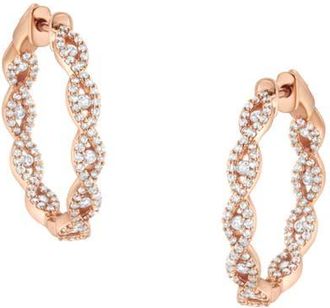 House of Brilliance 10K Rose Gold 1 cttw Diamond Hoop Earring in Pink at Nordstrom