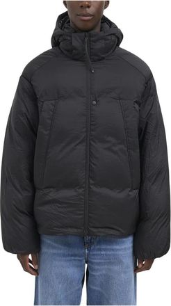 Yohji Yamamoto Hooded Puffer Jacket - Heren - Winterjassen - Zwart - S - Leer - Jassen