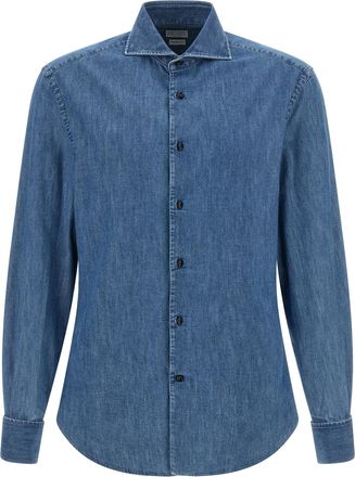 Brunello Cucinelli Blue Cotton Mens Blouse