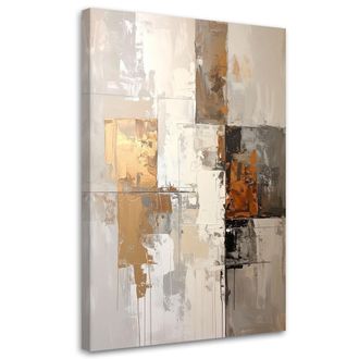 Feeby Cuadro Sobre Lienzo, Abstracci&oacute;n En Beige Y Dorado, 80x120
