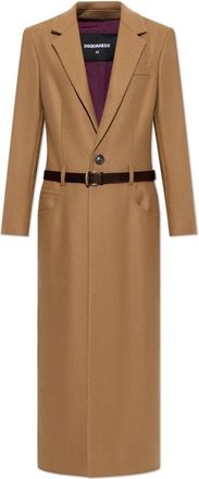 Dsquared2 Low Belt Coat - Dames - Mantel - Bruin - M - Wol - Jassen
