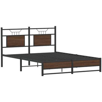 vidaXL Estructura De Cama Sin Colch&oacute;n Madera Marr&oacute;n Roble 137x190 Cm Vidaxl