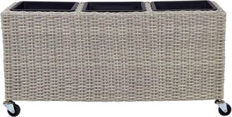 Beliani Beliani - pe Rattan Wheeled Planter Plant Pot Indoor Outdoor with 3 Inserts Brown Bellis