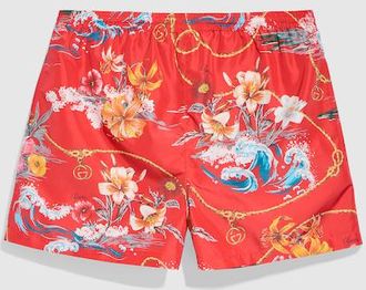 Gucci Printed Nylon Swim Shorts, Size 44 IT, Red, Ready-to-wear