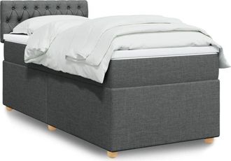 vidaXL Vidaxl - Cama Box Spring Individual Con Colch&oacute;n Tela Gris Oscuro