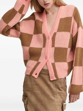 Stine Goya checkered-pattern long-sleeve cardigan - women - Fabric - M - Pink