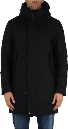 Peuterey Gewatteerde parka jas met capuchon - Heren - Gewatteerde jassen - Blauw - S - Katoen - Jassen