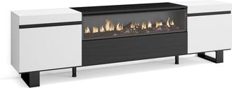 Skraut Home Skraut Home - Mueble Tv, Televisi&oacute;n, Muebles De Sal&oacute;n, Almacenaje, 200x57x35cm, Para Tv Hasta 80, Chimenea El&eacute;ctrica, Dise&ntilde;o Industrial, Estilo Modern