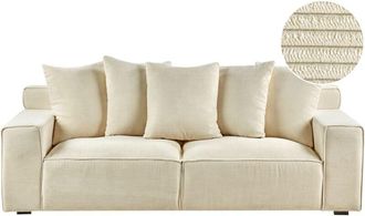 Beliani Sofa 3 Seater VISKAN Corduroy Light Beige