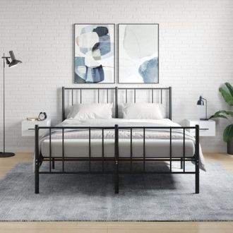 vidaXL Vidaxl - Mesitas De Noche De Pared 2 Uds Blanco Brillo 35x35x20 Cm