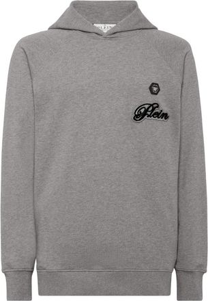 Philipp Plein Hoodie Basic Signature - Heren - Hoodies - Grijs - L - Katoen - Hoodies & sweatvesten