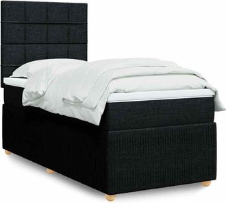 vidaXL Cama Box Spring Con Colch&oacute;n Tela Negro 90x190 Cm Vidaxl