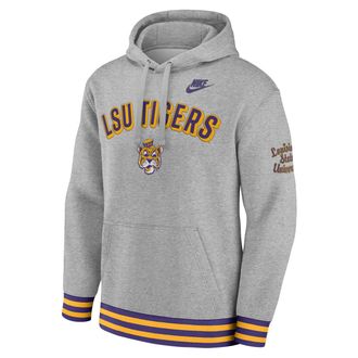 Nike LSU Legacy Retro Mens Nike Mens College Pullover Hoodie in Grey | 02K30G1PLOV-MPS