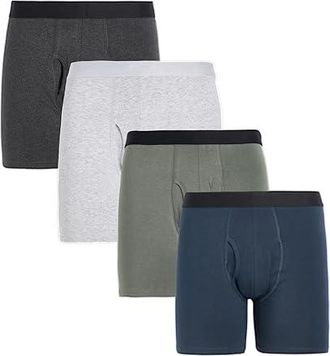Pact Everyday Boxer Brief 4-Pack Mens Underwear Classic Neutrals : LG, Cotton/Elastane