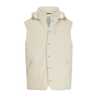 Brunello Cucinelli Jassen, Heren, Beige, M, Katoen, Bonded Wool Flannel Down Vest