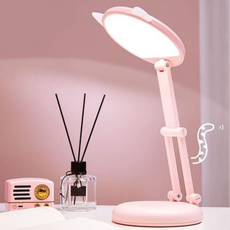 OEM L&aacute;mpara De Escritorio Led Infantil, L&aacute;mpara De Mesita De Noche Rosa Con Orejas De Gato Para Ni&ntilde;as, Ajustable - Crezuo