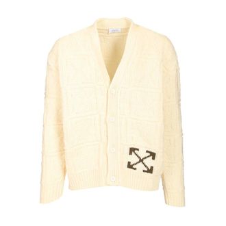 Off-white Arrow 3D Stitch Cardigan - male - Off White - Cardigans - Beige - XL - Knitwear