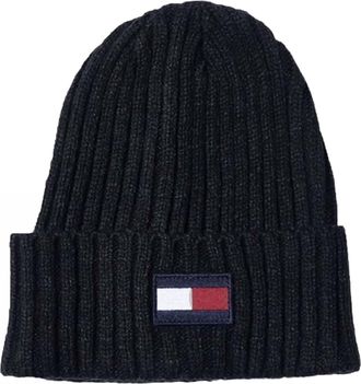 Tommy Hilfiger Mens Fleece Big Flag Beanie Hat In Navy