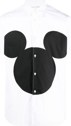 Comme Des Garçons graphic-print short-sleeve cotton shirt - men - Cotton - L - White