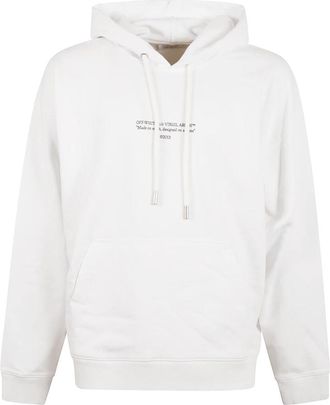 Off-white Hoodie met logo-print en kangoeroezak - Heren - Hoodies - Wit - L - Katoen - Hoodies & sweatvesten