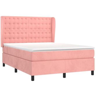 vidaXL Vidaxl - Cama Box Spring Con Colch&oacute;n Terciopelo Rosa 140x190 Cm