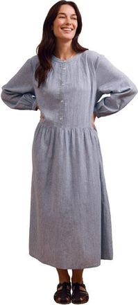 Celtic & Co. Button Front Midi Shirt Dress in Blue Stripe at Nordstrom, Size 12