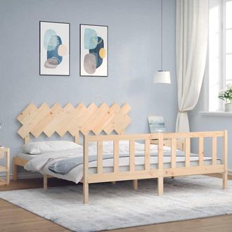 vidaXL Vidaxl - Estructura De Cama De Matrimonio Con Cabecero Madera Maciza
