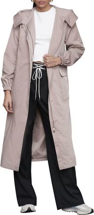 Avec Les Filles Hooded Water Resistant Longline Anorak in Pink Sand at Nordstrom, Size Xx-Small