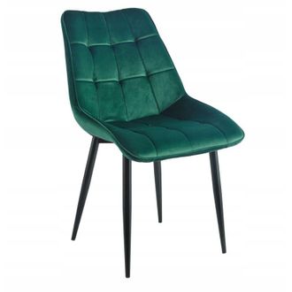 OEM Silla Tapizada En Terciopelo Acolchado Verde Con Estructura Negra Moderna