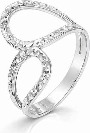 Gold & Honey Womens Pear Wrap Diamond Cut Ring In Silver