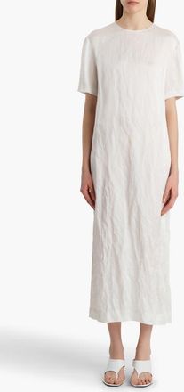Khaite Webber Crinkled Voile Maxi Dress in Chalk at Nordstrom, Size X-Small