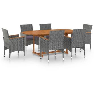 vidaXL Vidaxl - Set Mobili da Pranzo per Giardino 7 pz in Polyrattan Grigio