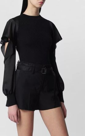 sacai sheer sleeve knit blouse