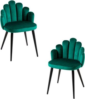 Regalos Miguel Regalos Miguel - Packs Sillas Comedor - Pack 2 Sillas Hand Terciopelo Patas Negras - Verde