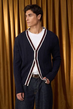 Trendyol MAN Heren Donkerblauw Colorblock Lang Regular fit Vesten