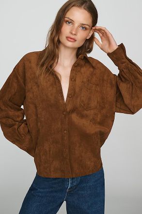 En Saison Yumi Faux Suede Shirt Top